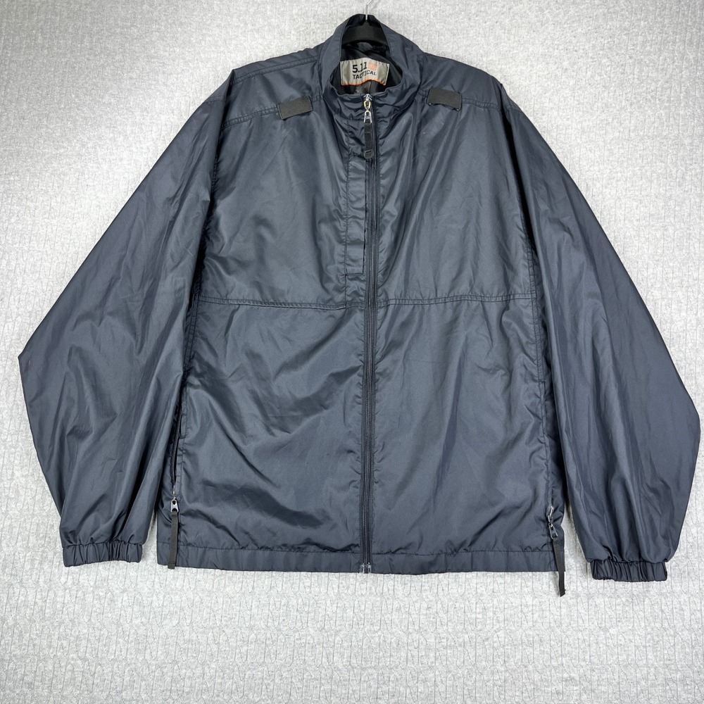 5.11 Tactical Packable Jacket Men L Black Windbreaker Resistant Mic Loops
